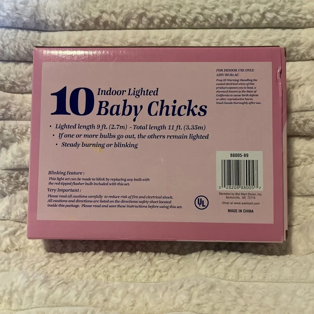 Vintage Baby Chicks Indoor Lighted String 10 Lights Easter 1 Strand Blow Mold